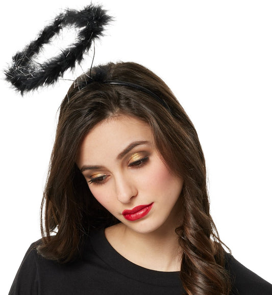 Dressforfun - Halo Black - Accessoire diadème duveteux pour Halloween, carnaval et fêtes - Taille L