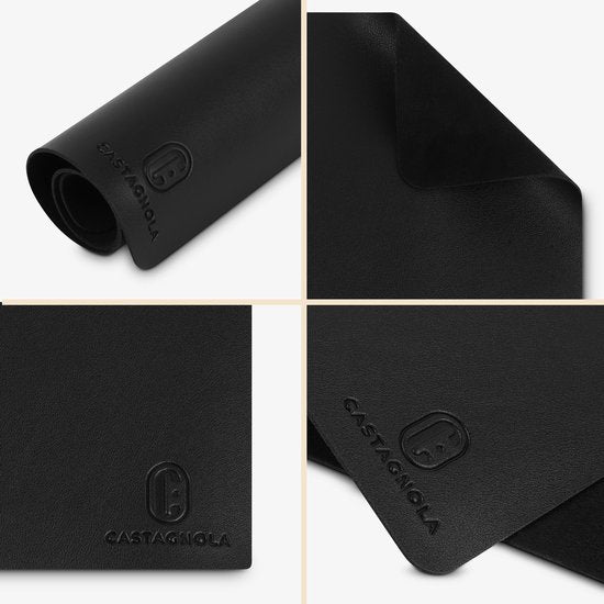 Sets de table Castagnola aspect cuir - Sets de table antidérapants en cuir artificiel - Sous-verre hydrofuge - Sous-verre - Sets de table en plastique - 6 pièces - 45 x 30 cm - Noir