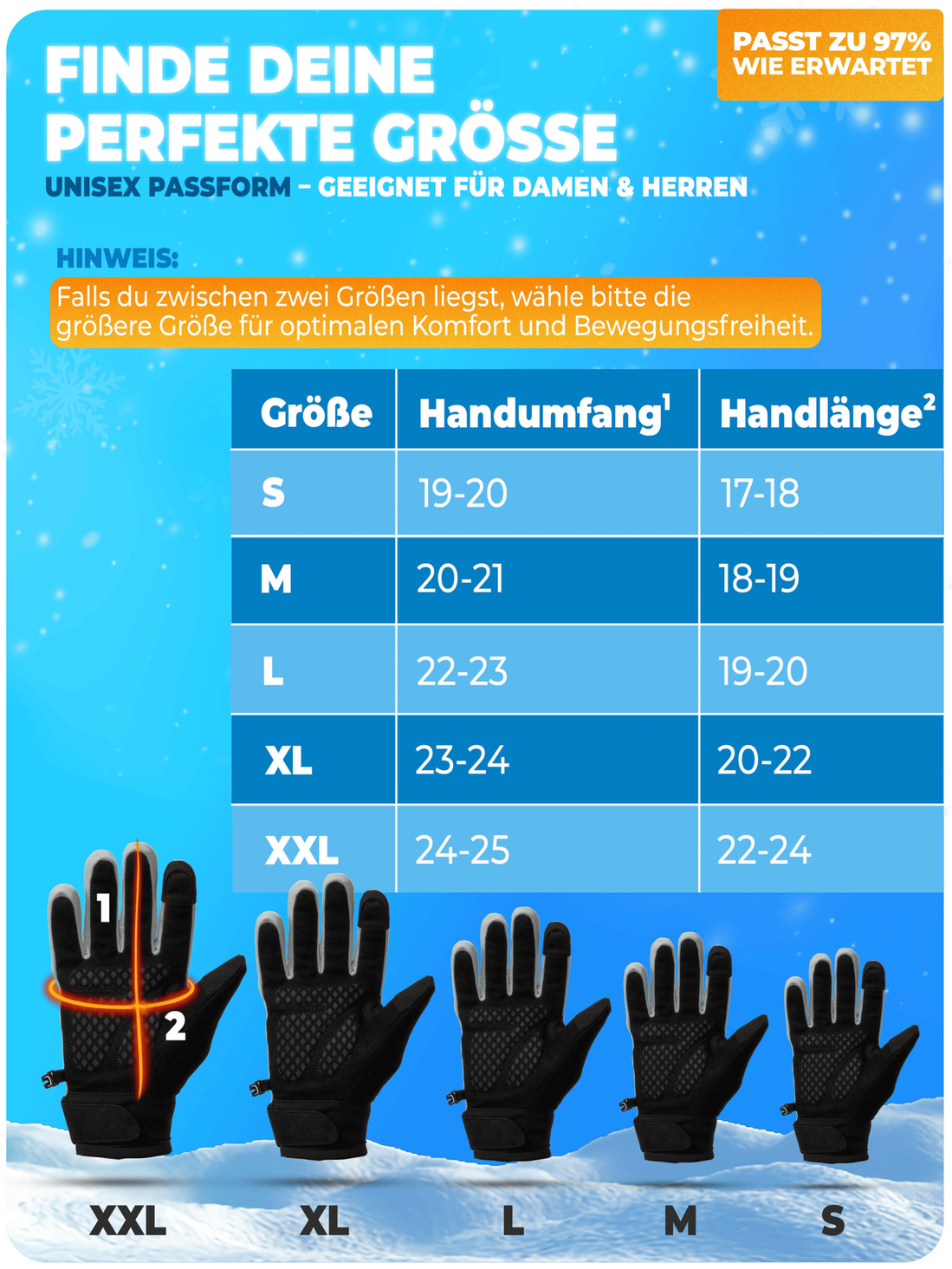 MiVelo Gants d'hiver - Thermo-Fleece & 3M - Coupe-vent, imperméable, écran tactile & antidérapant - Entièrement réfléchissant - Taille XL