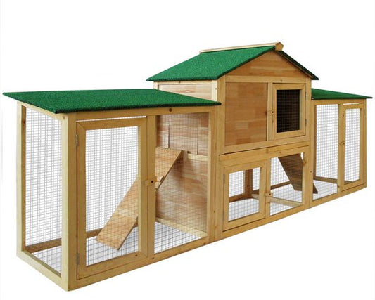 Clapier Cadoca - avec enclos pour petits animaux 204 × 45 × 84 cm - 2 étages