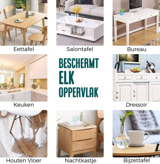 HOMEWELL Protecteur de table en verre transparent 90x200cm - Voile de table transparent - Nappe - Antidérapant et résistant à la chaleur - 2.2 mm