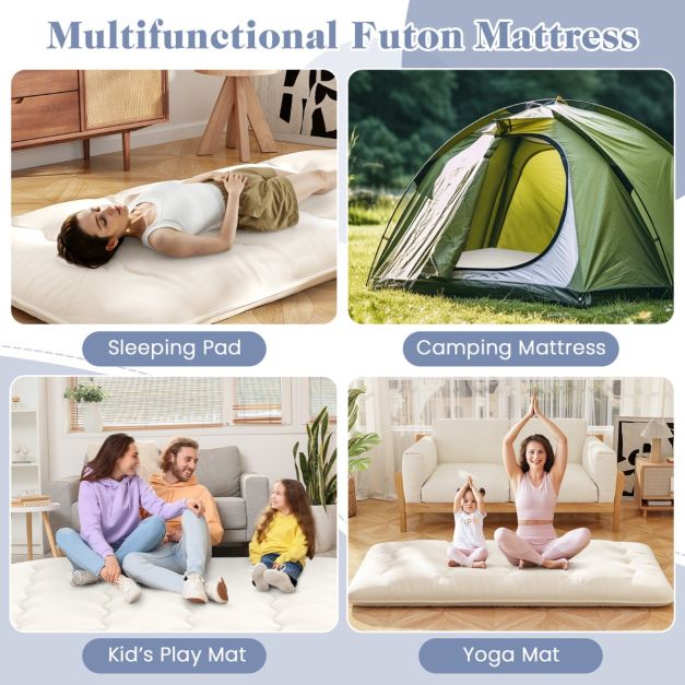 Coast Floor Mattress - Pliable - Lavable - Microfibre - 203 x 137 x 10 cm - Beige