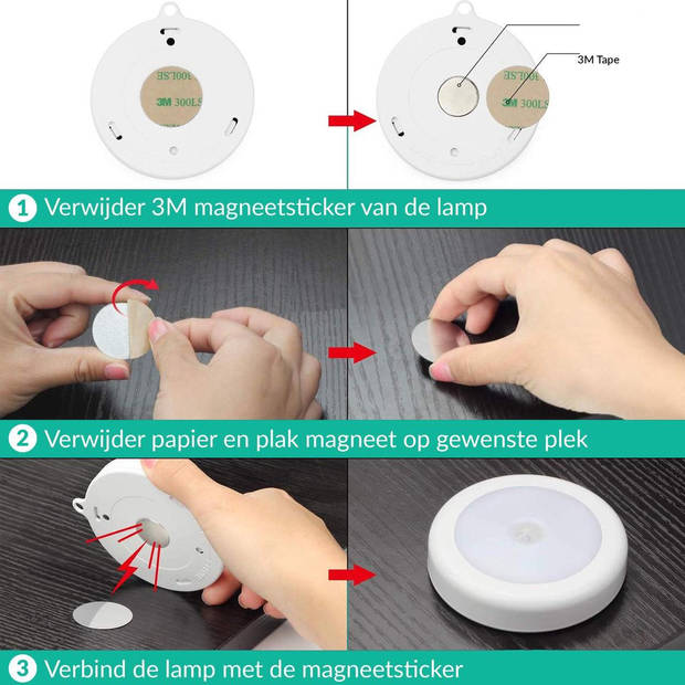 Iqonic - 3 Pack Lampe à Led sans fil - Blanc chaud - 8x8x1.7 cm