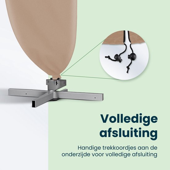 Housse pour parasol à bras articulé et parasol sur pied - Jusqu'à 400 cm - Housse de protection imperméable - Oxford 420D - Aide au montage incluse - Marron taupe