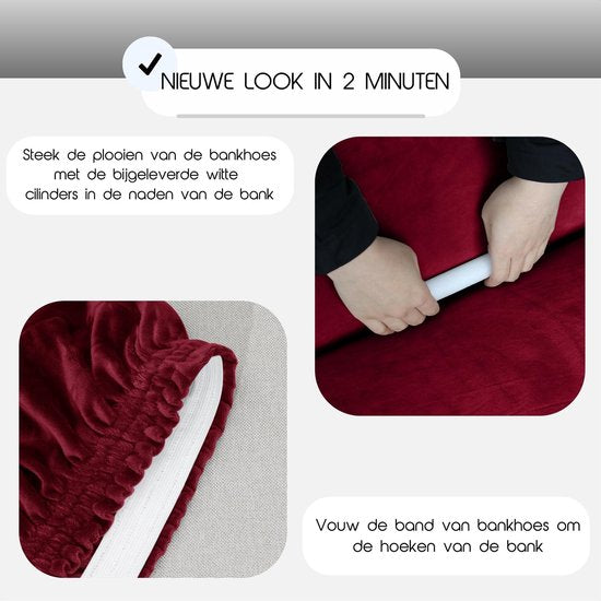 Hilvard - Housse de canapé Stretch canapés 3 places - Housse de siège - Housse de canapé - Housse de siège Pets - Housse de canapé - Lavable - Rouge Bordeaux