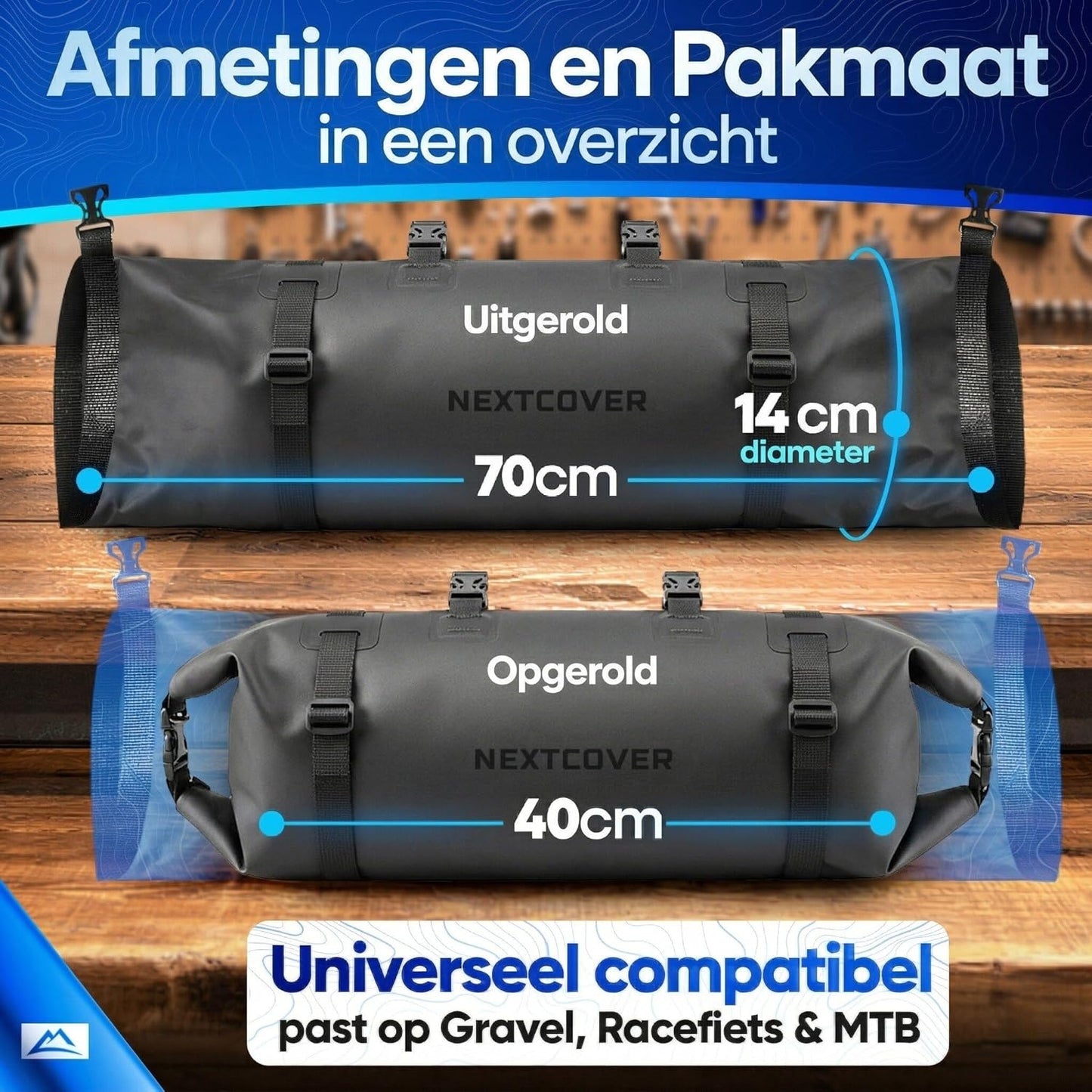 Sac de guidon Nextcover Bikepacking - AquaShield - 10 L - TPU - Noir