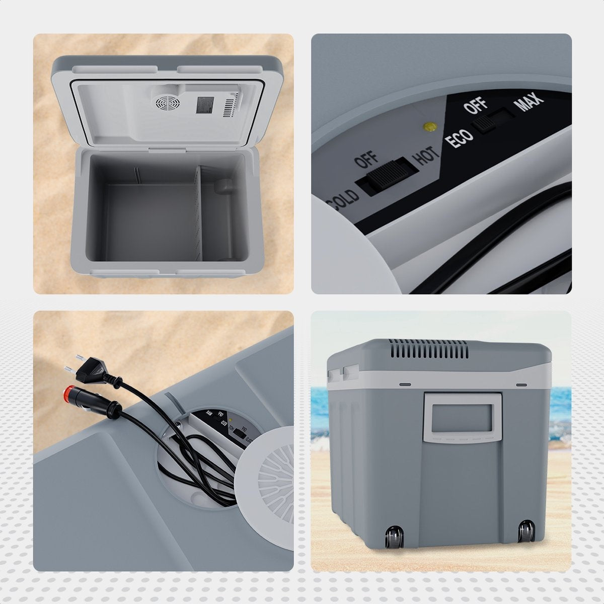 Auronic Electric Coolbox - Coolbox - 40L - 12V et 240V - Gris