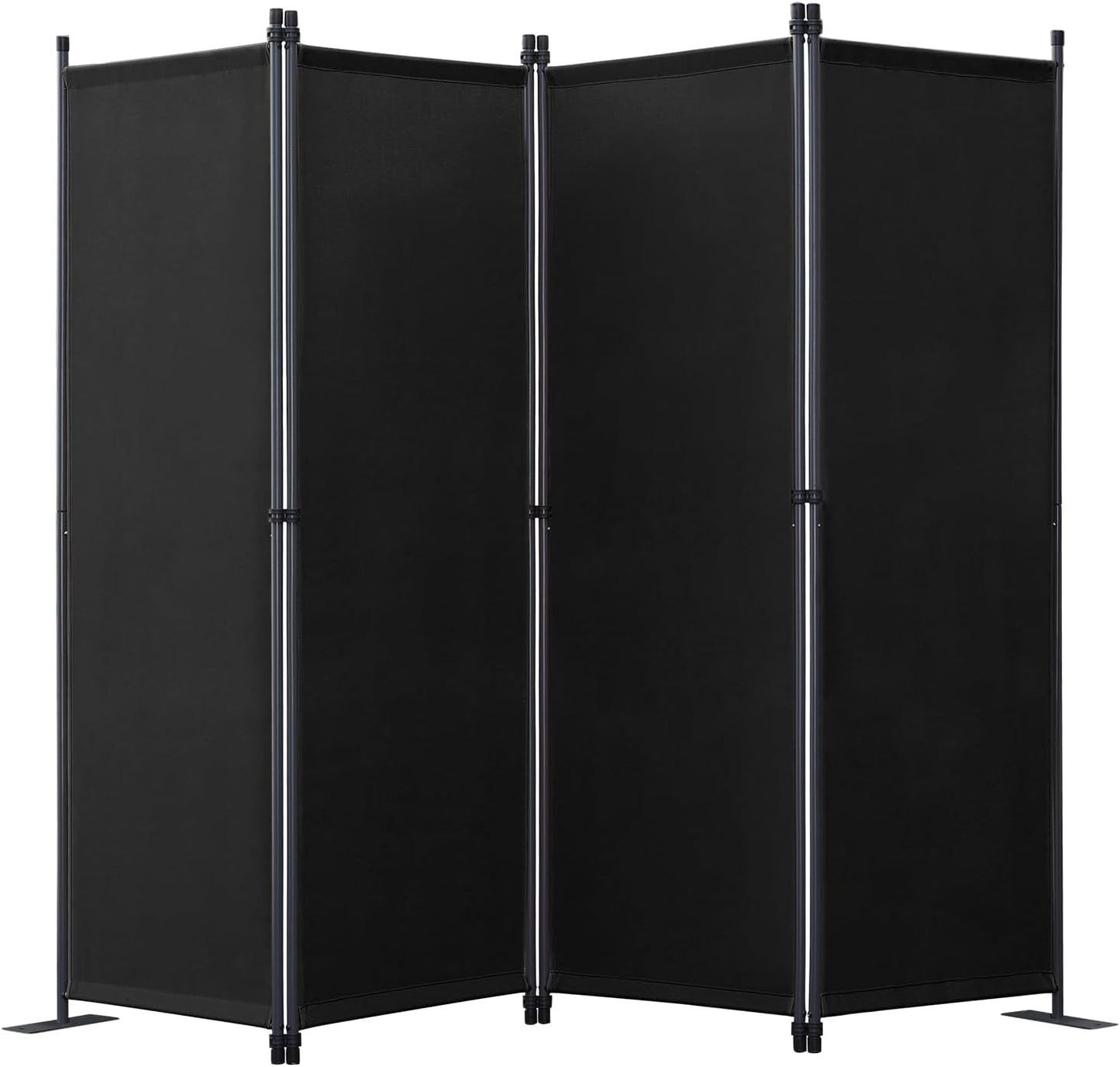 Angel Living Paravent de chambre - 4 pièces - 224x165 cm - Pliable - Acier et polyester - Séparation de pièces et intimité - Noir