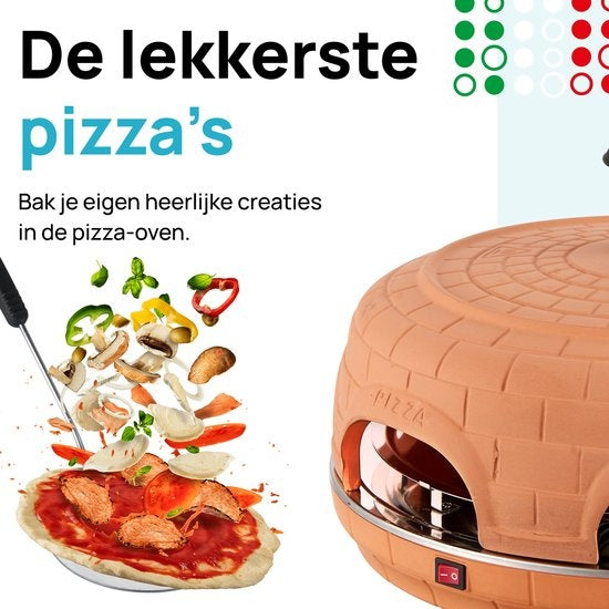 MOA Pizzarette - Four à Pizza - Pizza La Casa - 6 personnes - plaque de cuisson en acier inoxydable - Terracotta - P06