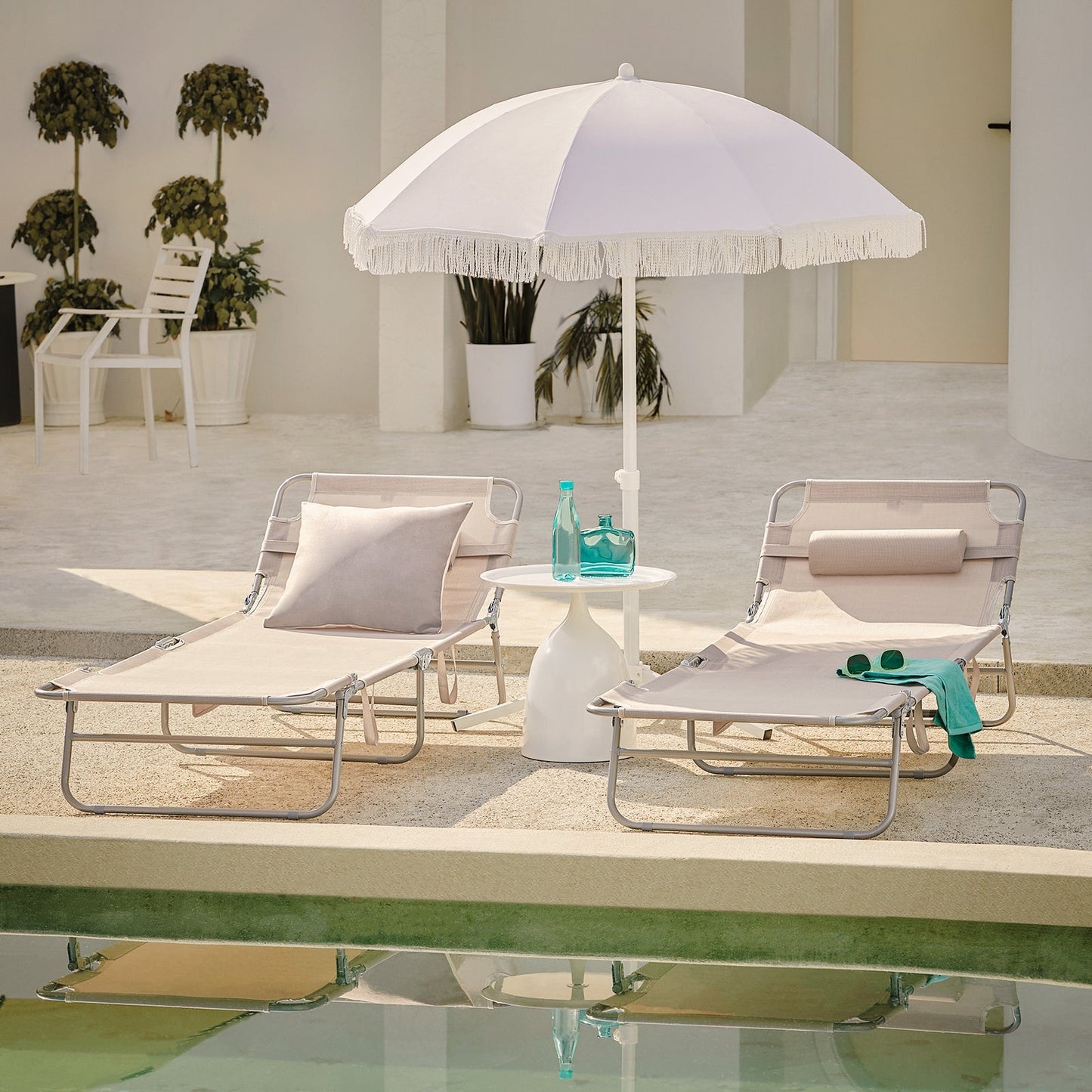 SoBuy Chaise longue - Pliable - Max. 120 kg - 195 x 63 x 30 cm - Blanc