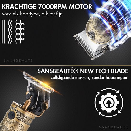 Tondeuse professionnelle 5-en-1 sans fil avec grille de rasage - Sansbeauté - Tondeuse à cheveux pour hommes - Cheveux - Tondeuse à cheveux - Machine à cheveux pour coiffeurs - Tondeuse à cheveux - Tondeuse à barbe - Barbe Hair Clipper - Barber Buddha Tri