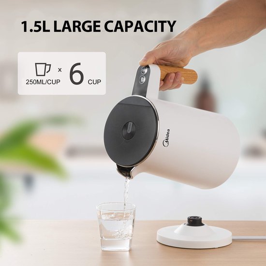 Bouilloire électrique Midea - MK-HE1533 - Capacité de 1,5 L - 7 réglages de température
