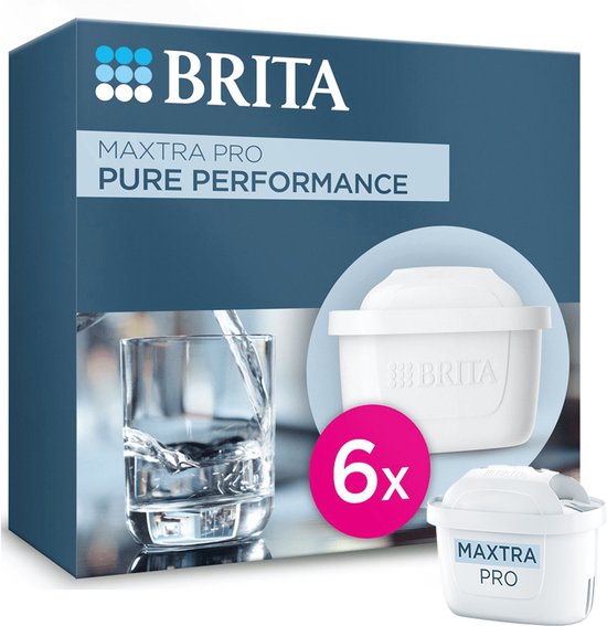 Cartouche filtrante BRITA MAXTRA PRO Pure Performance - 6 pièces - Cartouche filtrante d'origine pour carafes filtrantes BRITA - filtre les impuretés telles que les herbicides, les PFAS, le chlore, le calcaire et les métaux