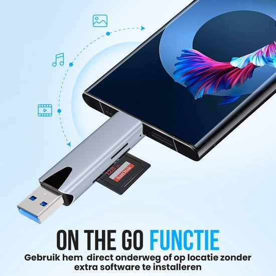 Strex Card Reader - Lecteur de cartes - USB 3.0/USB C - 2-en-1 - Carte SD/Carte TF - Lecteur de cartes mémoire