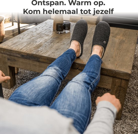 Chaussons Hommes - Chaussons - Taille 42/43 - Noir - Antidérapant - Comfeet