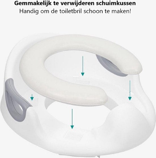 Siège de toilettes universel pour enfants - Siège de toilettes pour enfants - Réducteur de WC - Siège de toilettes portable avec poignées - Antidérapant - Blanc