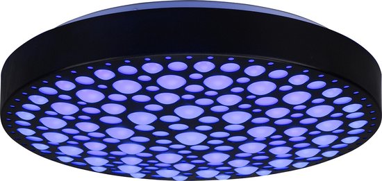 Reality - Plafonnier LED - Éclairage de plafond - 22 W - Couleur réglable - RGB - Télécommande - Intensité variable - Rond - Noir - Plastique