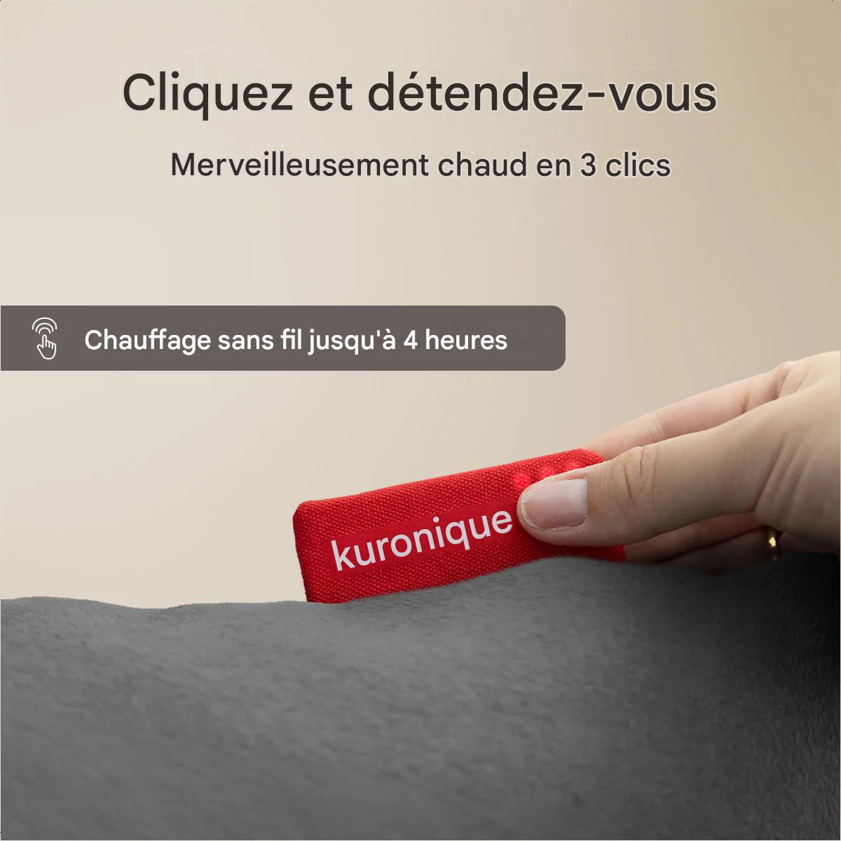 Auronic Oreiller chauffant classique - 45x45 cm - Sans fil et rechargeable avec chaleur infrarouge