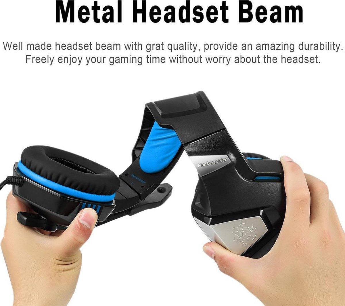 Casque de jeu Hunterspider - Noir/Bleu - Convient à PS4, Xbox One, Switch et Windows