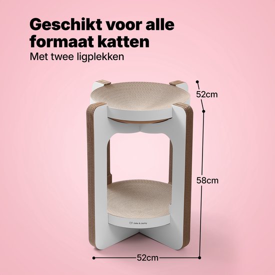Jake et Jacky - Carton à griffer pour chats - Arbre à griffer en carton - Planche à griffer - Panier à griffer - Meuble à griffer - Tapis à griffer en carton - Panier pour chat - Lit pour chat - Tour pour chat - 52 x 52 x 58 cm