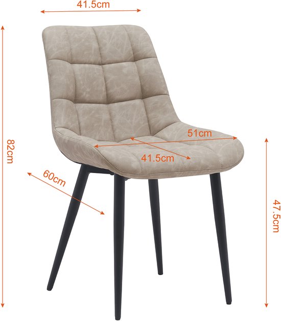 Chaise de salle à manger VVD - beige - noir - châssis en métal - industriel - set of 2