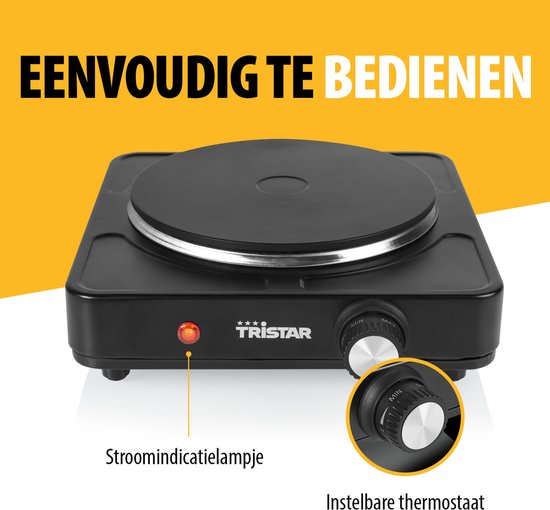 Plaque de cuisson électrique Tristar 1 500 W - KP-6151 - 1 zone de cuisson - Autonome - Noir