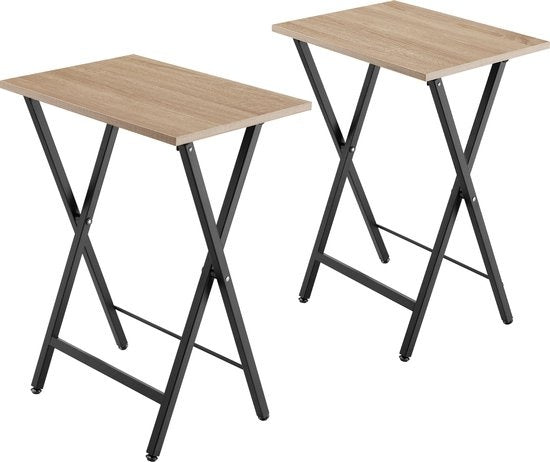 tectake® - Lot de 2 tables d'appoint Phoenix pliantes - brun clair - 404778