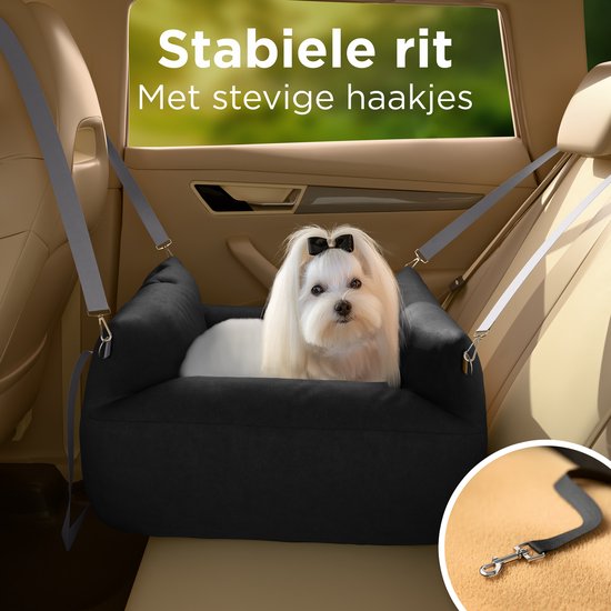 Siège auto pour chien CozySense® - Panier de voiture pour petit chien - Siège avant et arrière - Housse lavable, peut également servir de sac de transport - Noir/Gris