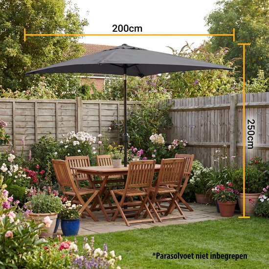 Parasol à mât Tristar - Carré - 200 x 200 cm - Balcon et jardin - Inclinable - Housse de protection incluse - PA-7901 - Gris foncé