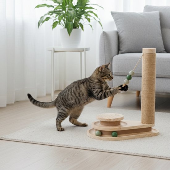 By Cee Cee Scratching Post - griffoir pour chat - griffoir pour chat - jouet en bois pour chat - idéal pour plusieurs chats - 38x24.5x47.5cm - Noa