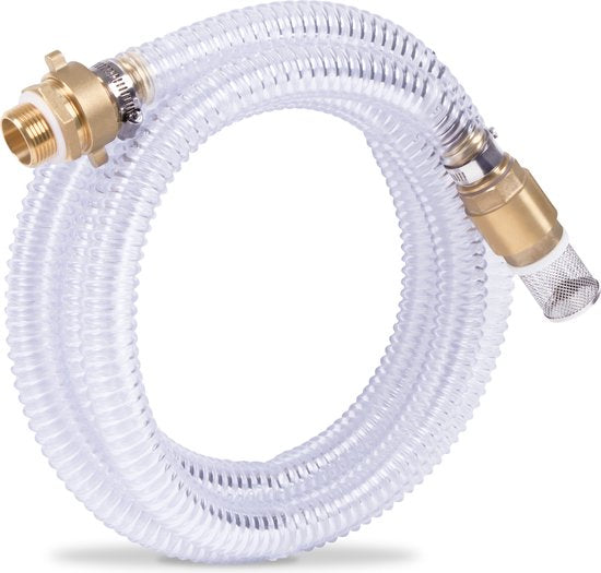 VONROC Tuyau d'aspiration pour pompes à eau / Tuyau d'aspiration spiralé - 4m x 25mm, 1''. - Universel