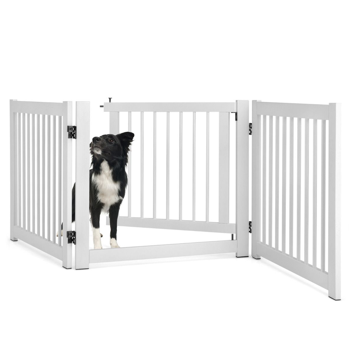 Barrière pliable pour chien Coast - 3 éléments - Bois de pin - Blanc - 61 cm de haut