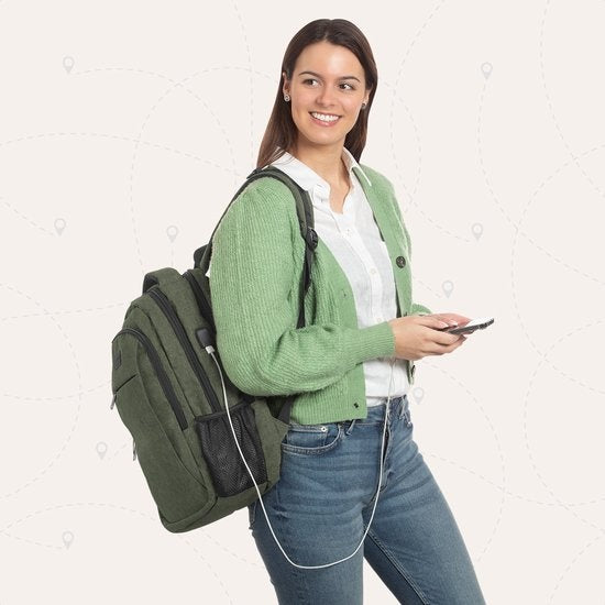 TRVLMORE Sac à dos - 28L - 15.6 inch - Sac à dos pour ordinateur portable - Sac d'école - Unisexe - Vert résistant aux éclaboussures