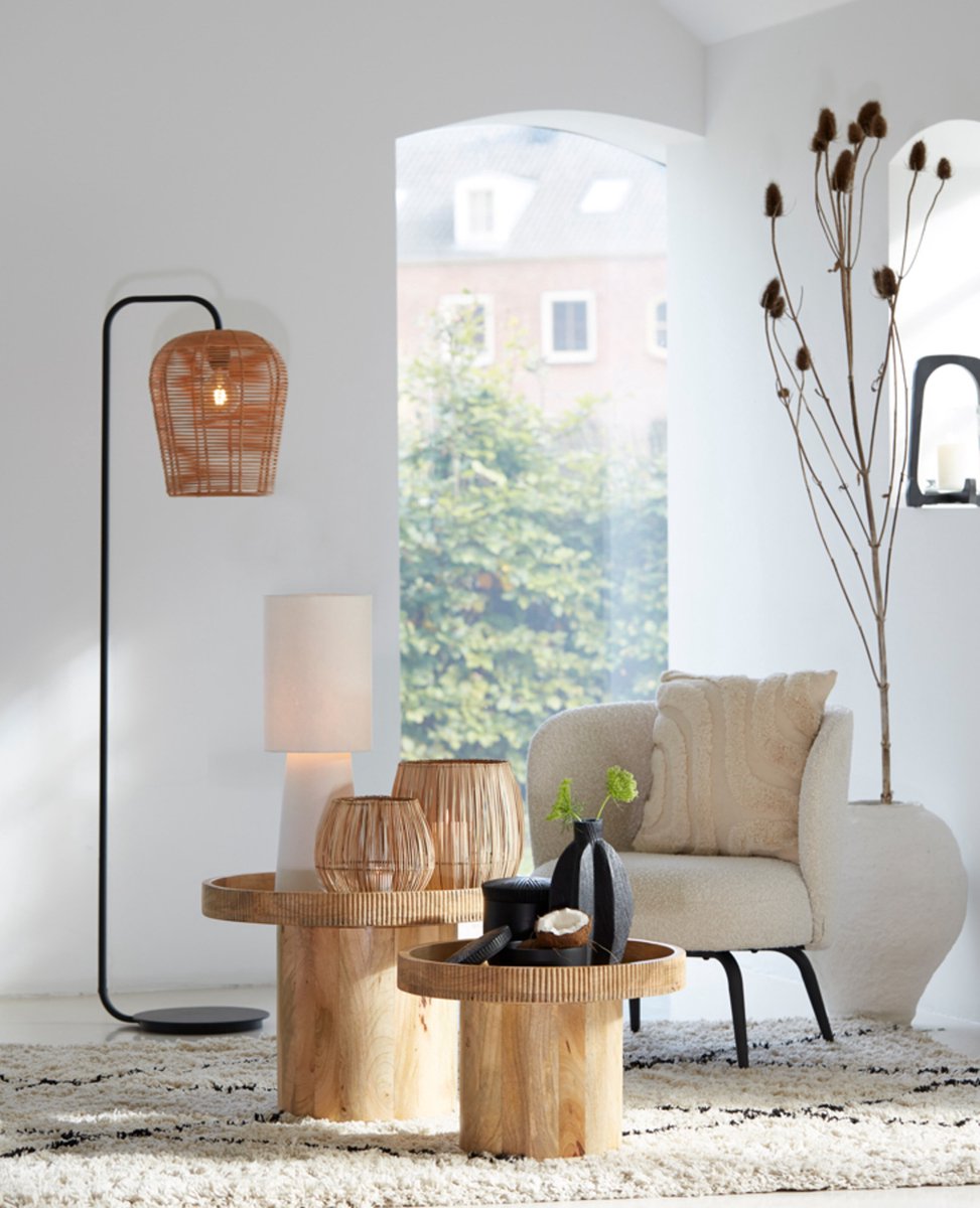 MARENO Lampadaire - 164 cm - Noir mat - Lampadaire élégant pour salon ou chambre à coucher