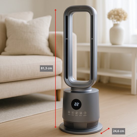 Radiateur soufflant 2-en-1 Alpina 2000 W - Radiateur électrique et ventilateur avec télécommande - Ventilateur colonne oscillant avec minuterie - Radiateur à température réglable
