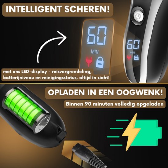 Rasoir 2-en-1 pour hommes avec tondeuse S1111 + tête de rasage supplémentaire - Sansbeaute® - Wet & Dry - Tondeuse de précision - Électrique - Rasoir électrique - Étanche