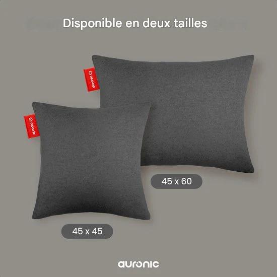 Auronic Oreiller chauffant - Classic - 45x45 - Sans fil - Rechargeable - Coussin électrique - Infrarouge - Anthracite