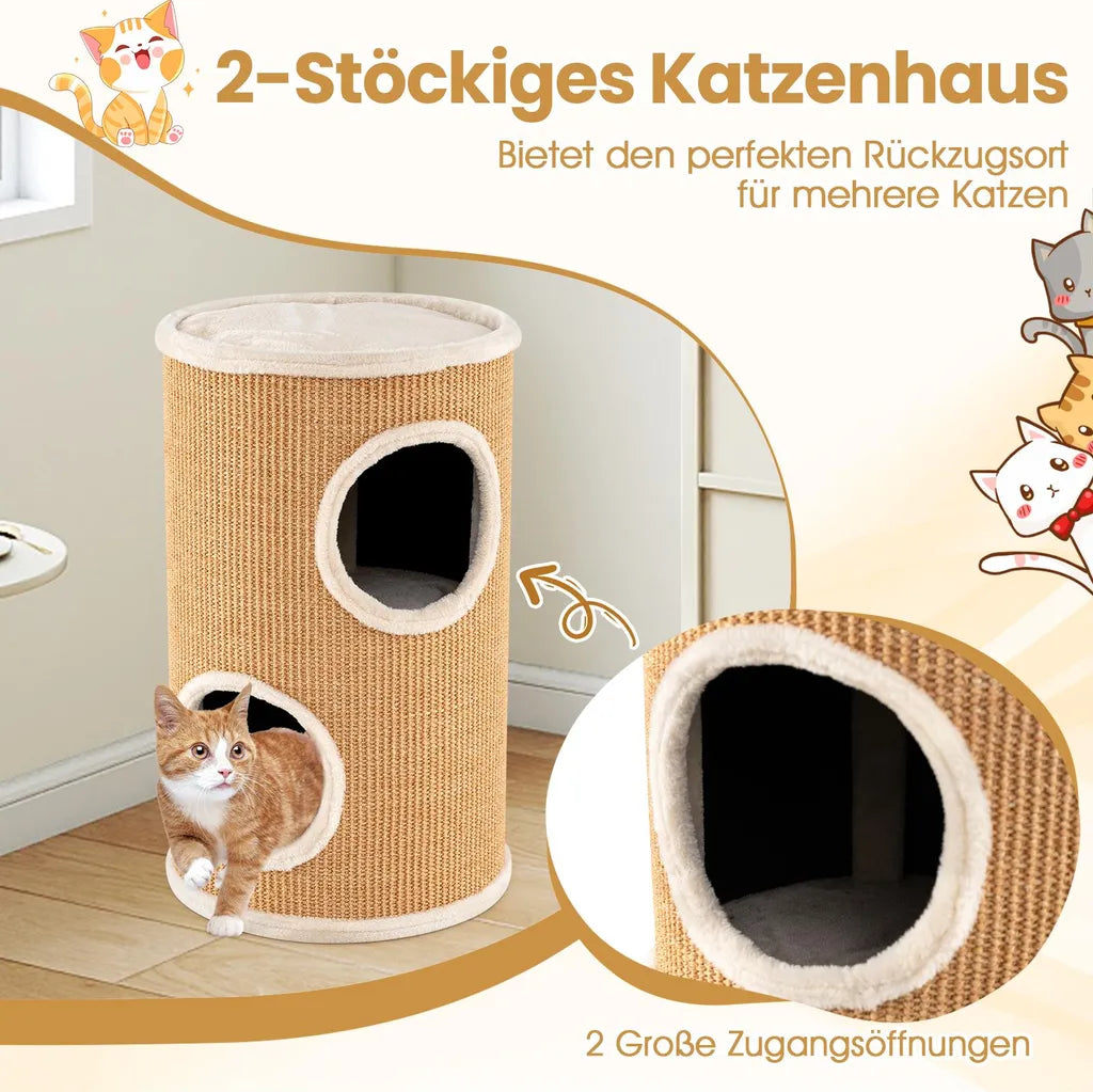 Coast Krabton 4 couches – Maison pour chat avec 3 niches et surface à griffer en sisal Ø 36 x 59,5 cm