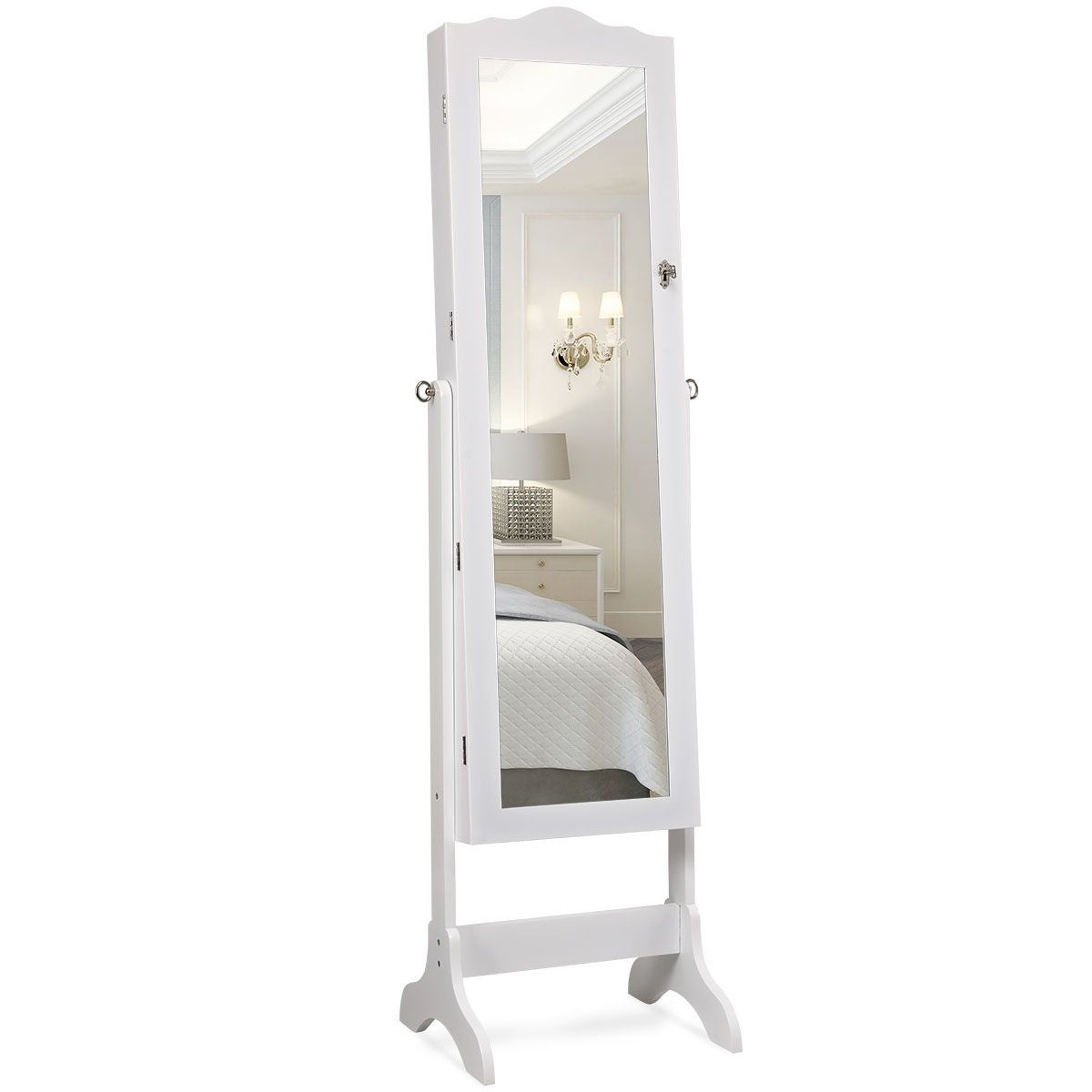 Coast armoire à bijoux - 12 lampes Led - avec miroir - inclinable - avec tiroirs - 41,5 x 37 x 160 cm - blanc