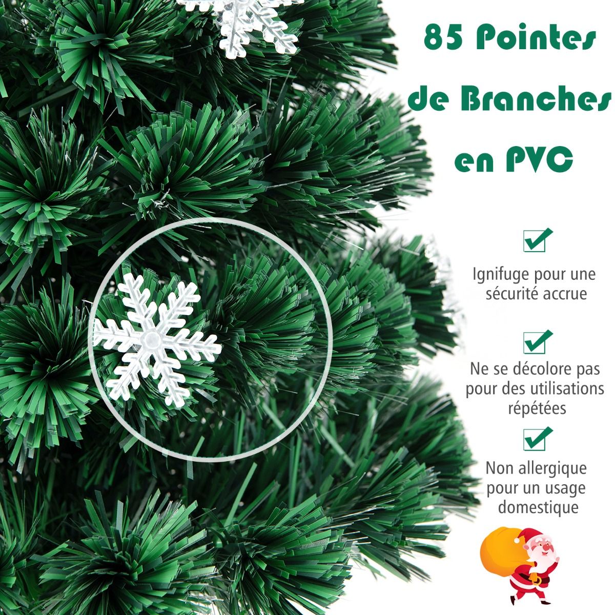 Sapin de Noël artificiel avec lumières et décoration en fibre de verre - Sapin de Noël - Noël - LED - 90 cm