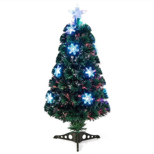 Sapin de Noël artificiel avec lumières et décoration en fibre de verre - Sapin de Noël - Noël - LED - 90 cm