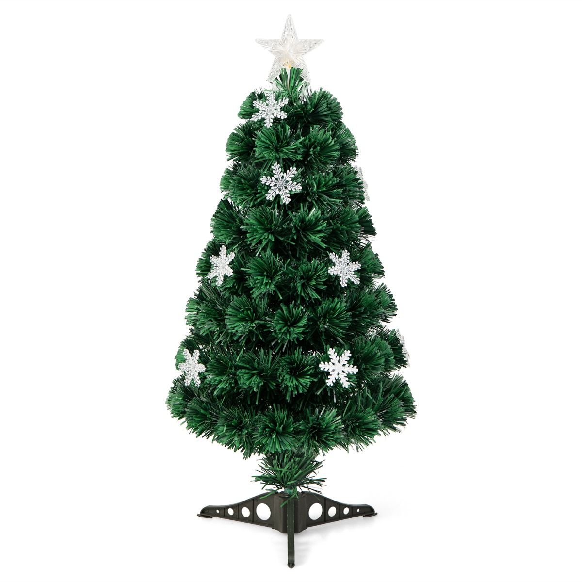 Sapin de Noël artificiel avec lumières et décoration en fibre de verre - Sapin de Noël - Noël - LED - 90 cm