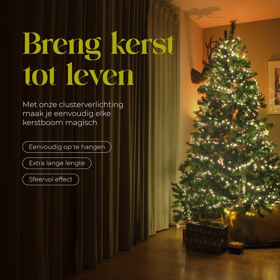 Giftmas Christmas Tree Lights - Lumières de Noël d'extérieur - 24M Cluster Lights - 1200 LEDs blanc chaud - Intérieur et extérieur - Lumières d'ambiance chaleureuse