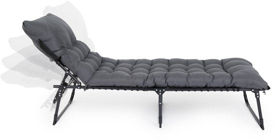 909 Chaise longue d'extérieur Premium avec coussin confortable - Dossier réglable - 189x59x30cm - Capacité de charge maximale : 110KG