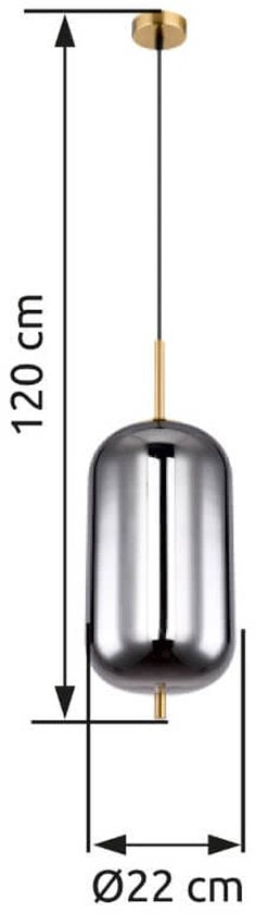 Suspension en verre fumé | E27 | Noir | Boule en verre | Boule de verre | Salon | Salle à manger