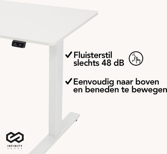 Infinity Goods Zit Sta Bureau - Elektrisch Verstelbaar In Hoogte - 120 x 60 CM - Wit