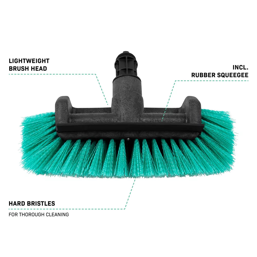 Vonroc Hard Børstehoved - Pour brosse de lavage de télescope - Nettoyage puissant - Terrasses, jantes et bateaux - Avec grattoir en caoutchouc
