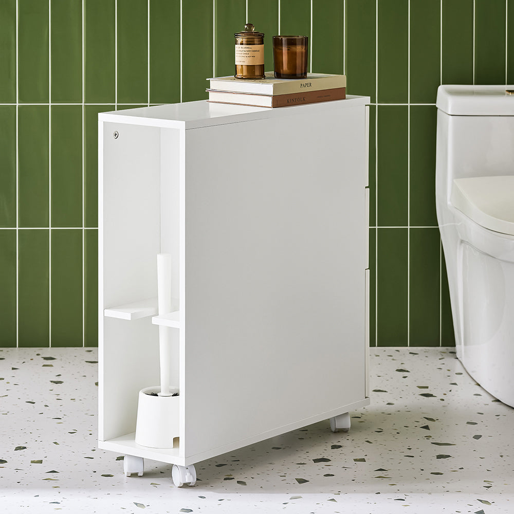SoBuy Cabinet de toilette - avec tiroirs et roulettes - max 19 kg - 60 x 20 x 70 cm - blanc