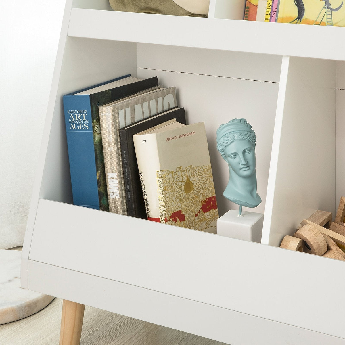 SoBuy Meuble de rangement pour enfants - blanc - 86x36x77 cm - 5 compartiments