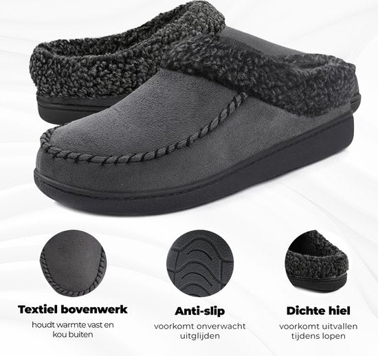 Chaussons Hommes - Chaussons - Taille 44/45 - Gris - Antidérapant - Comfeet